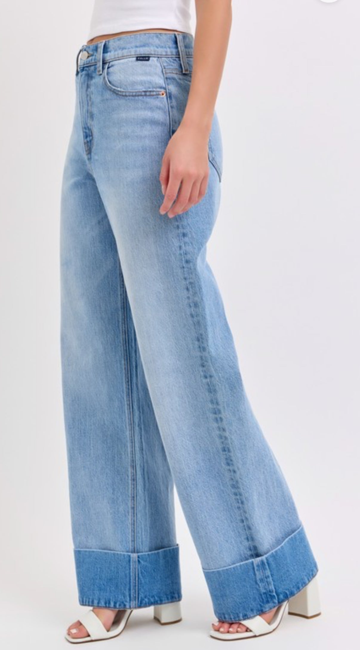 Cuffed  Jeans High Rise Wide Leg